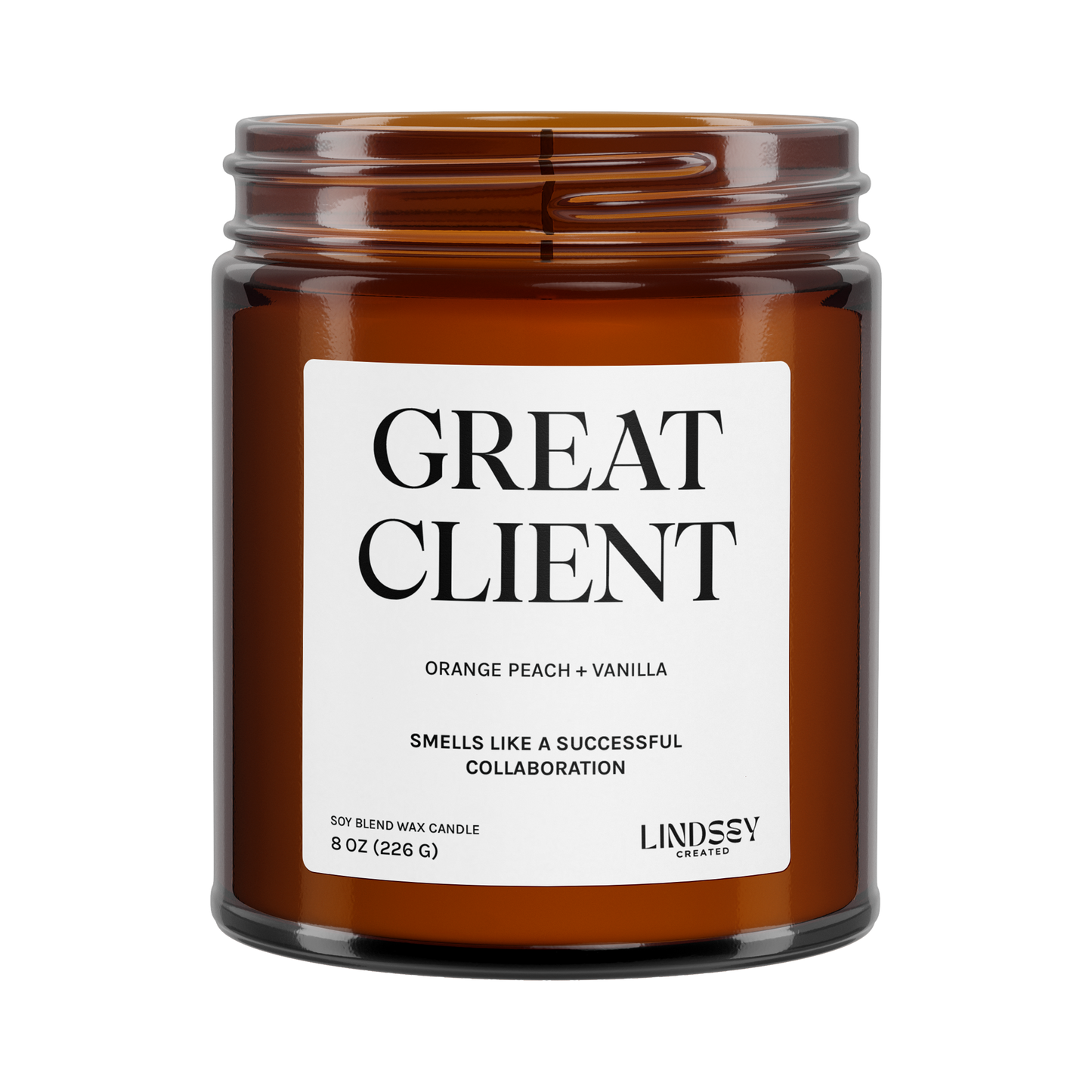 Great Client Candle | 8 oz Amber Jar | for Corporate Gifting