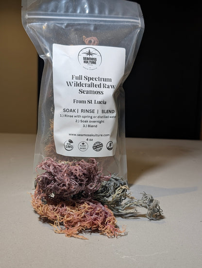 Premium Full Spectrum St. Lucian Wildcrafted Raw Sun dried Sea Moss (Irish Sea Moss)